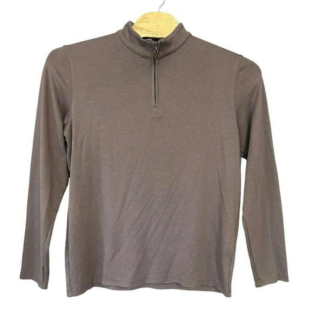 Mizen + Main Brown Trim Fit Quarter Zip Pullover Sweatshirt Mens XL